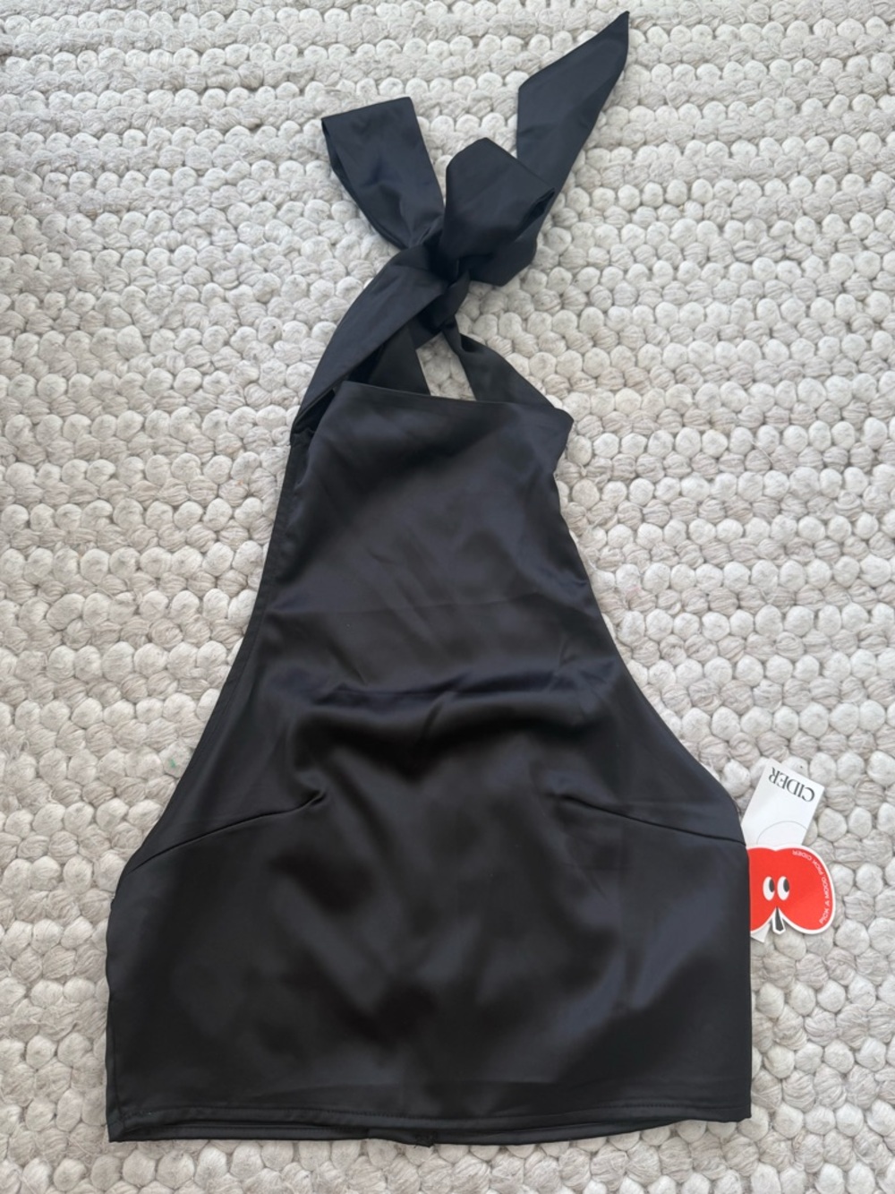 Black Satin Halter Top